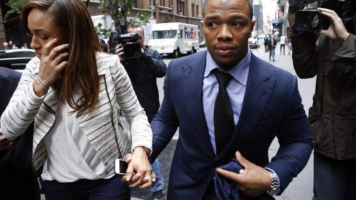
In this Nov. 5, 2014 file photo, Ray Rice arrived with his wife Janay Palmer for an appeal hearing of his indefinite suspension from the NFL in New York. 
