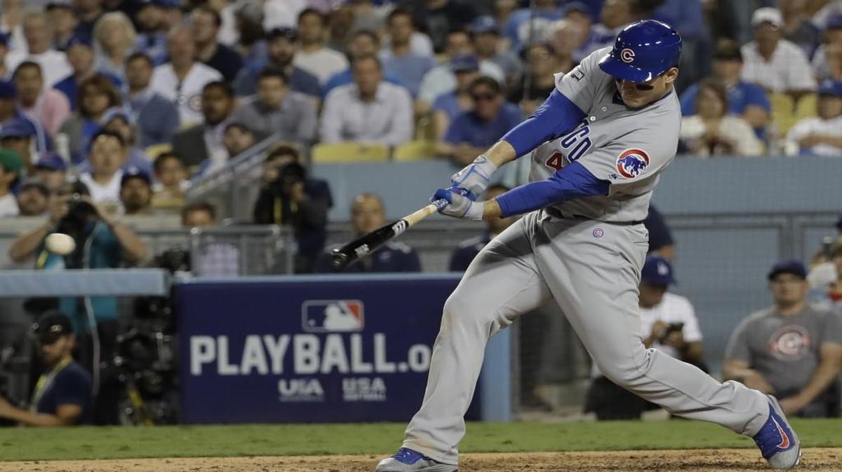 Chicago Cubs first baseman Anthony Rizzo hit a two-run single during Game 4 of the National League Championship Series.