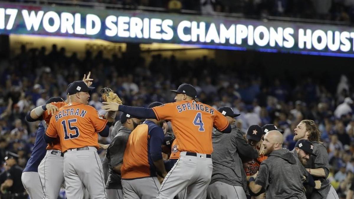 The Houston Astros celebrated after Game 7 of baseball's World Series.