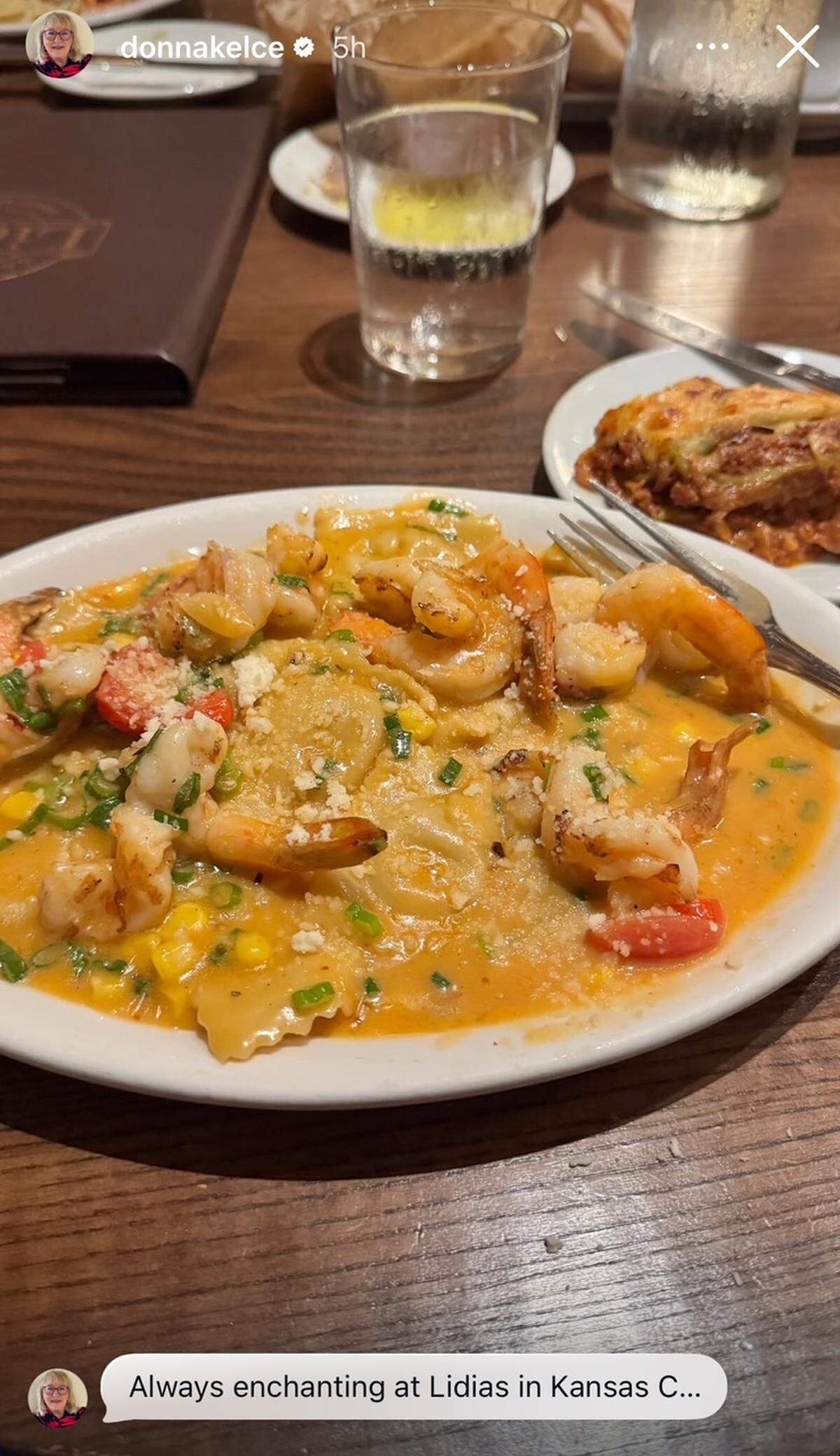 Donna Kelce shared the dish she enjoyed at Lidia’s in Kansas City.