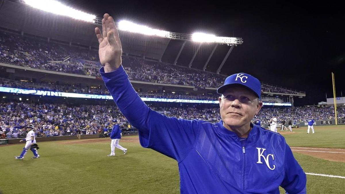 Kansas City Royals manager Ned Yost was soaked as he acknowledged the crowd after his 1,000th career managerial win following Saturday’s game against the Chicago White Sox at Kauffman Stadium.