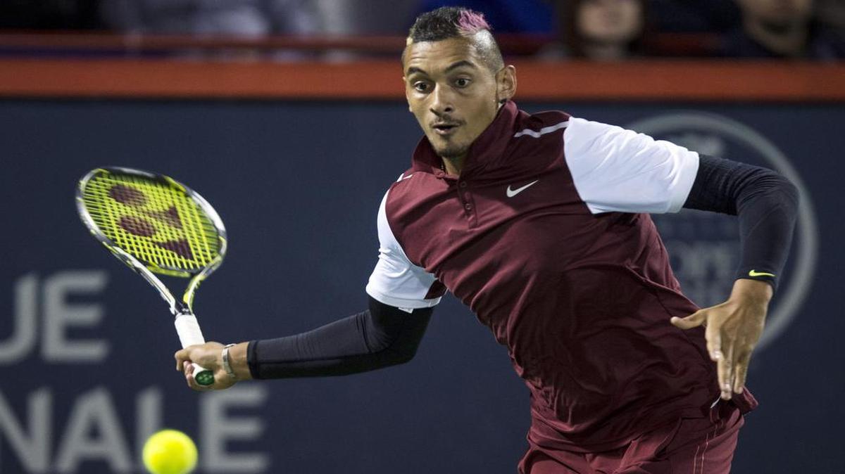 
Nick Kyrgios returned a shot to Stan Wawrinka at the Rogers Cup tennis tournament Wednesday in Montreal. 
