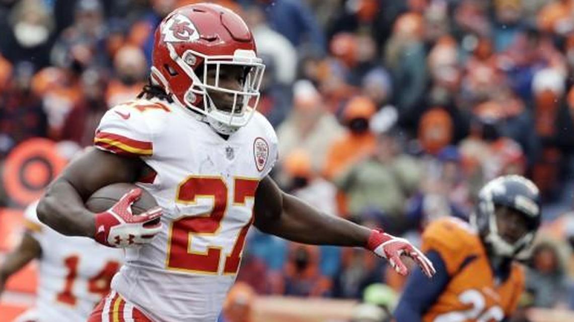 Kansas City Chiefs running back Kareem Hunt eluded Broncos free safety Darian Stewart for a touchdown on Sunday.