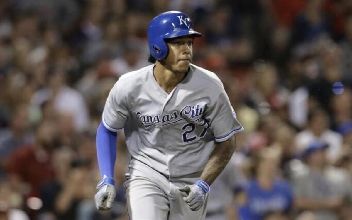 Kansas City Royals second baseman Raul Mondesi watched the flight of his three-run triple in the sixth inning of Sunday night’s game against the Red Sox in Boston.