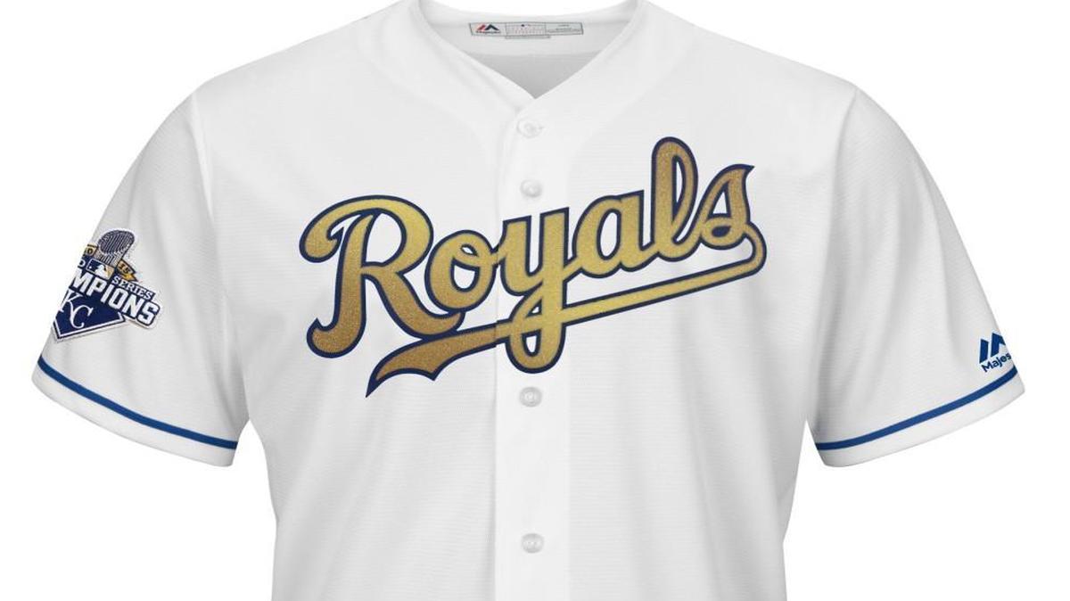 The Royals will wear gold-lettered jerseys against the Mets.