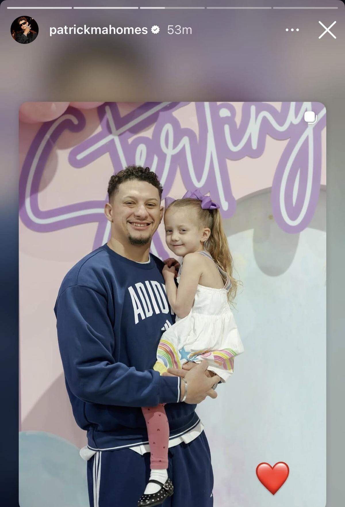 Chiefs’ Patrick Mahomes with his daughter Sterling.