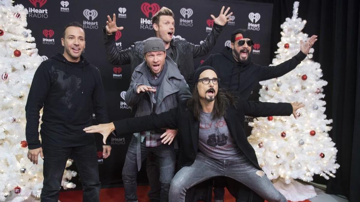 The Backstreet Boys posed for a photo during the 2017 iHeartRadio Jingle Ball North at the Air Canada Centre on Saturday in Toronto.