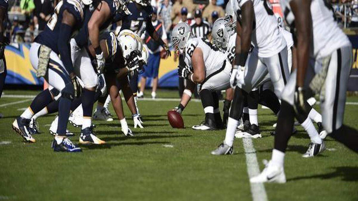 
In this Nov. 16, 2014 file photo, the Oakland Raiders and San Diego Chargers faced off during the second half of a game in San Diego. The teams are planning a shared stadium in the Los Angeles area if both teams fail to get new stadium deals in their current hometowns. 
