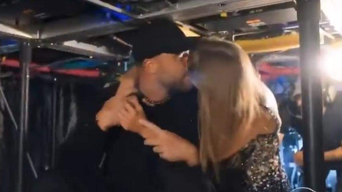 A scene featuring Taylor Swift and Travis Kelce from the docuseries “The End of an Era.”