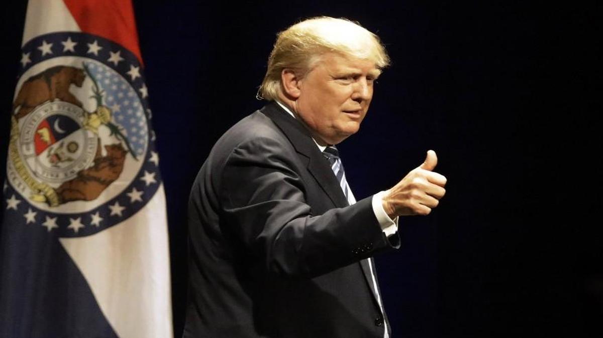 Republican presidential candidate Donald Trump after speaking during a campaign rally Friday in St. Louis.