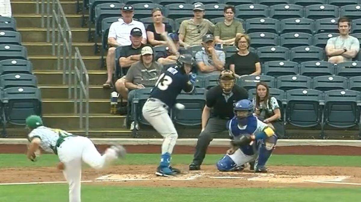 Sam Ruta batting last season for the Royals’ Double-A affiliate, Northwest Arkansas.