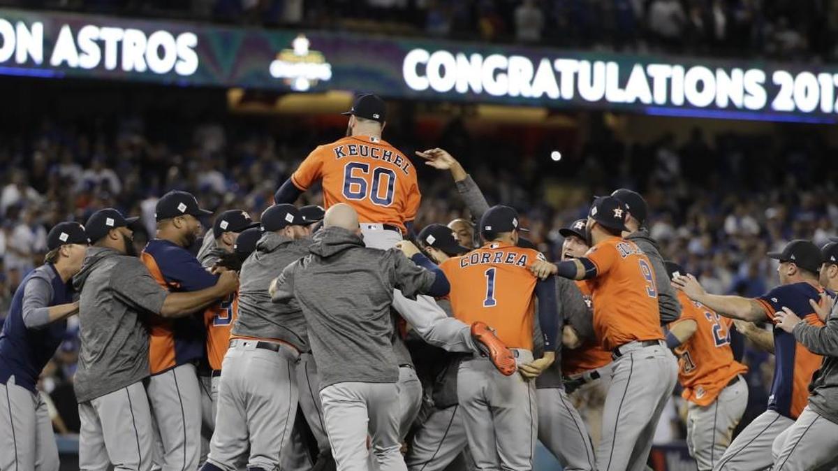 The Houston Astros celebrated after winning the World Series.