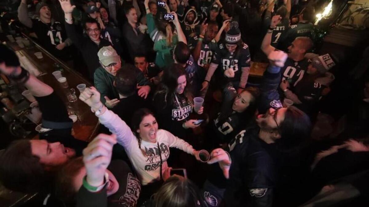 Eagles fans celebrated in Philadelphia during Super Bowl LII.