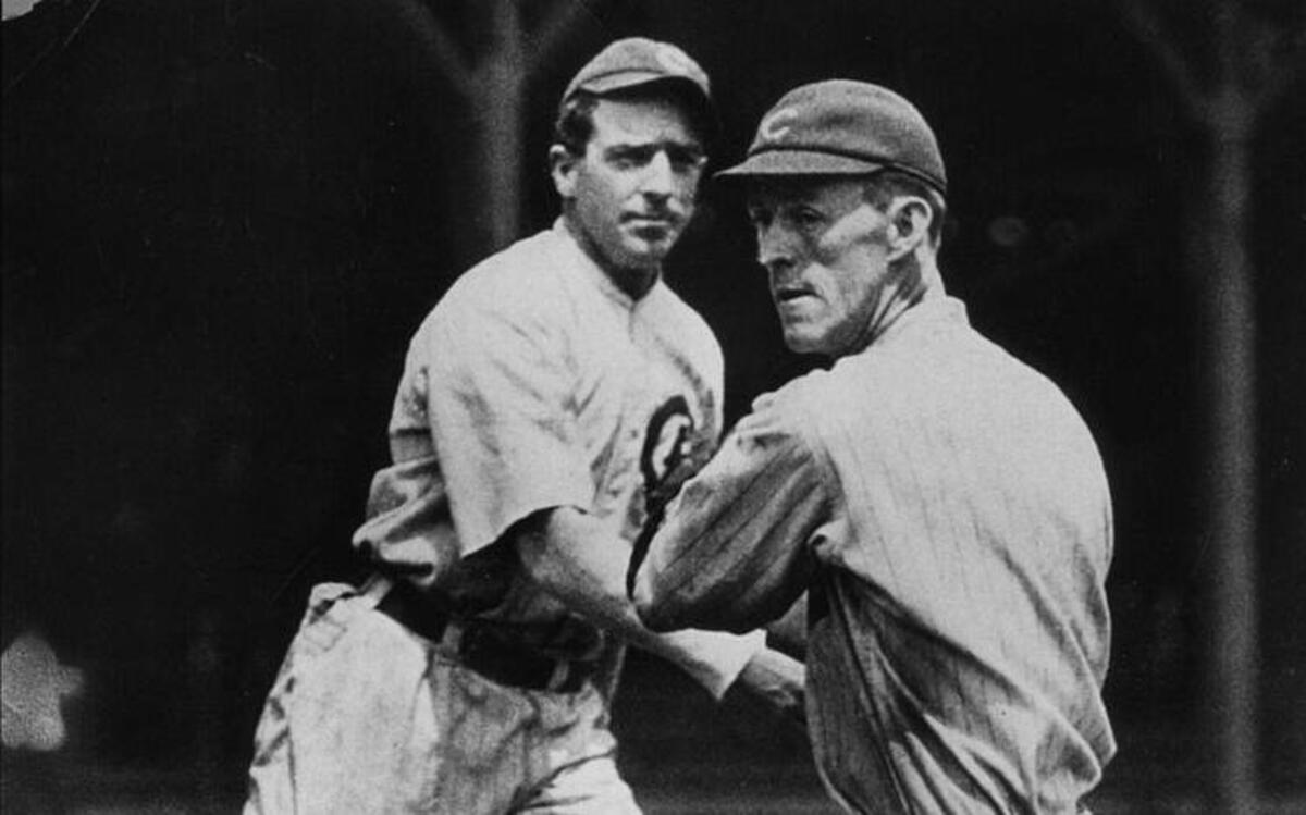 Cubs second baseman Johnny Evers (left) and shortstop Joe Tinker were a big part of the 1908 Cubs success.