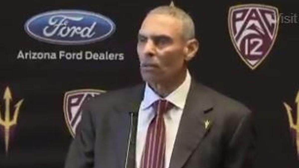 Herm Edwards at his first news conference as Arizona State’s football coach.