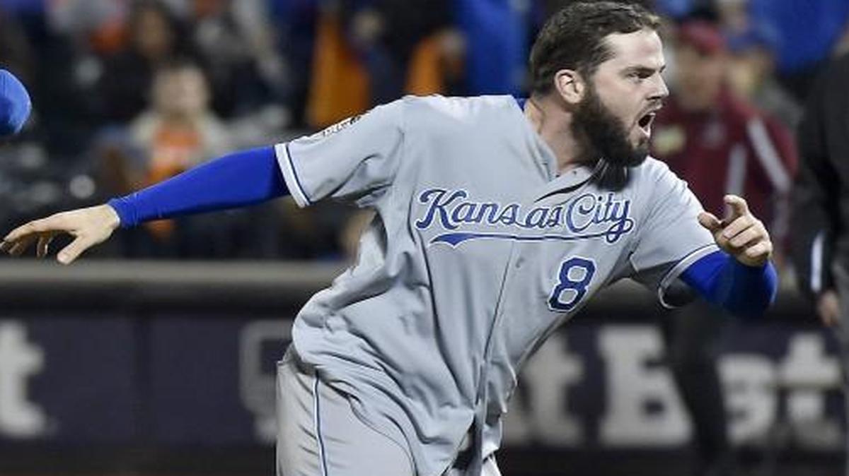 Eric Hosmer, Alcides Escobar and Mike Moustakas celebrated after the Royals won the 2015 World Series.