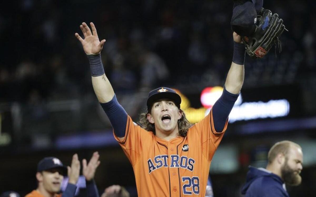 
Houston Astros left fielder Colby Rasmus celebrated after Tuesday’s win.
