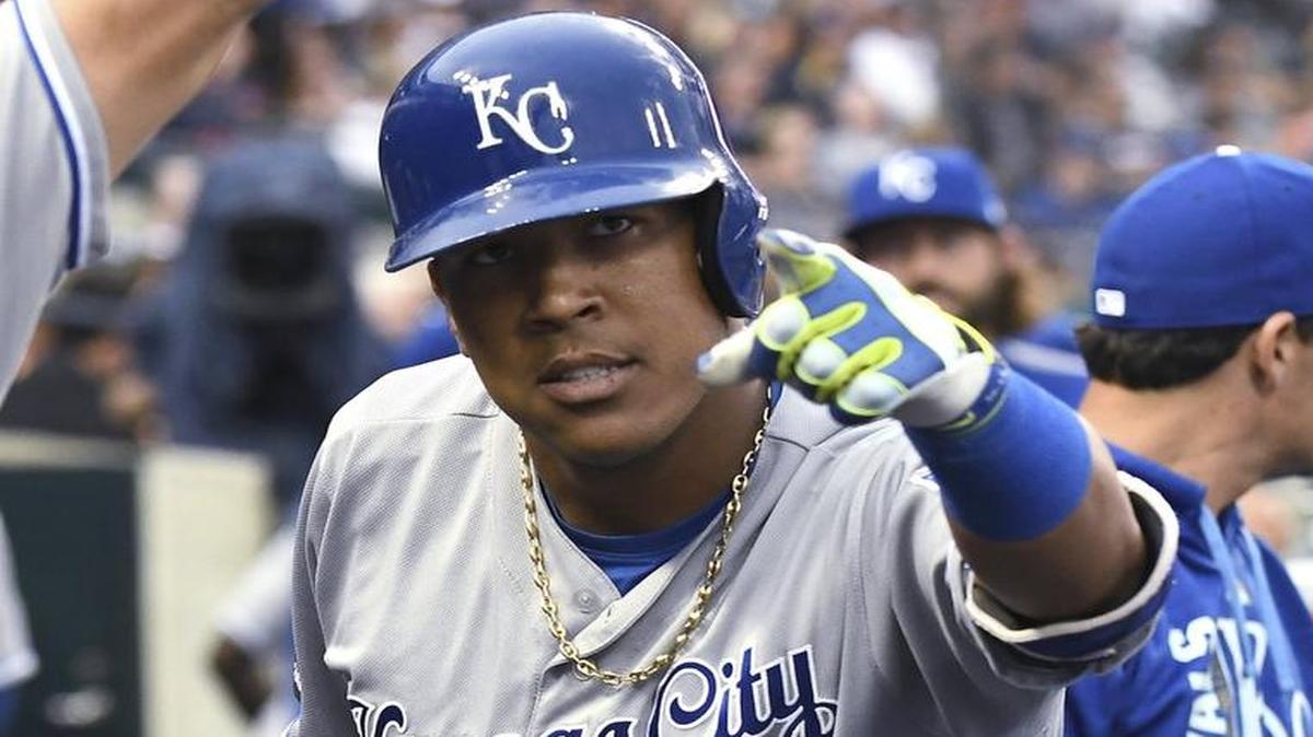 Kansas City Royals catcher Salvador Perez after hitting a two-run home run in the fourth inning of Wednesday’s game.