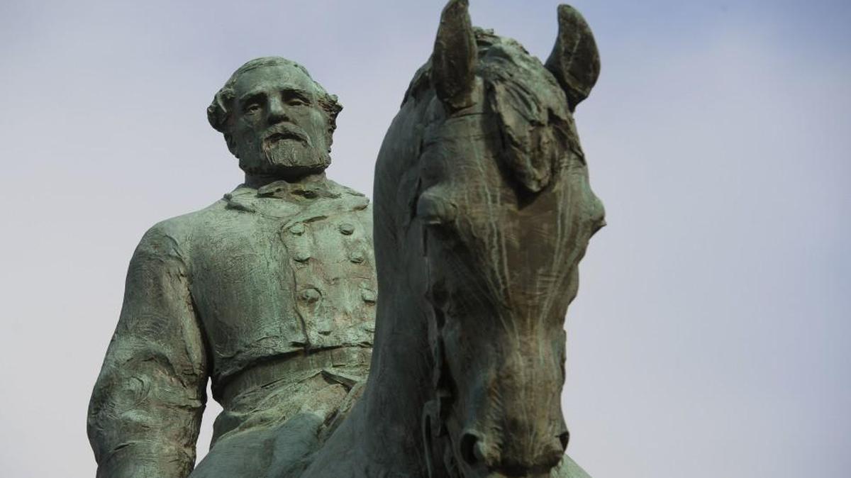The statue of Confederate Army Gen. Robert E. Lee in Charlottesville, Va.,
