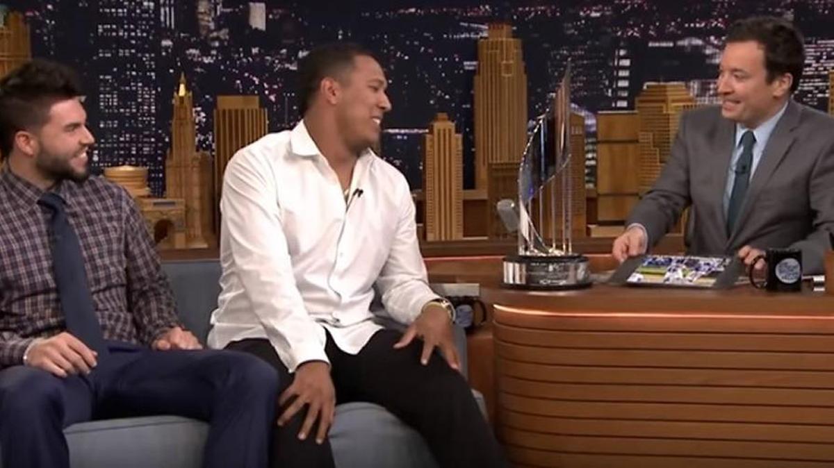 Salvador Perez and Eric Hosmer met Jimmy Fallon.