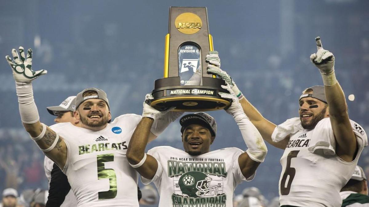 The Northwest Missouri Bearcats celebrated after defeating the Shepherd Rams 34-7 in the NCAA Division II Championship Game on Dec. 19, 2015 at Sporting Park.