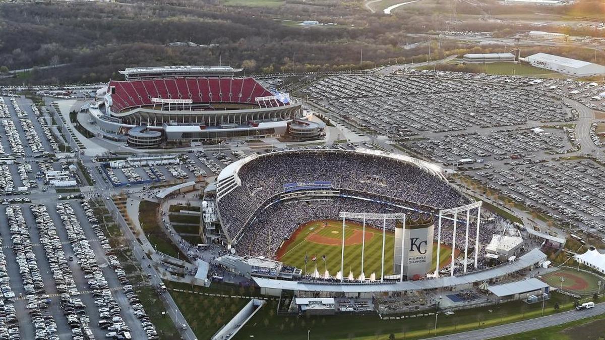 Kauffman Stadium on opening night when the Kansas City Royals played host to the New York Mets in 2016.