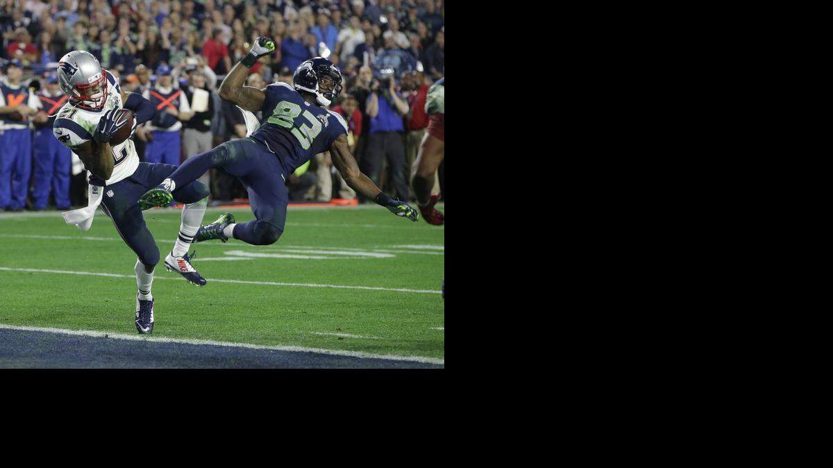
New England Patriots strong safety Malcolm Butler intercepted a pass intended for Seattle Seahawks wide receiver Ricardo Lockette at the end of Sunday’s game.
