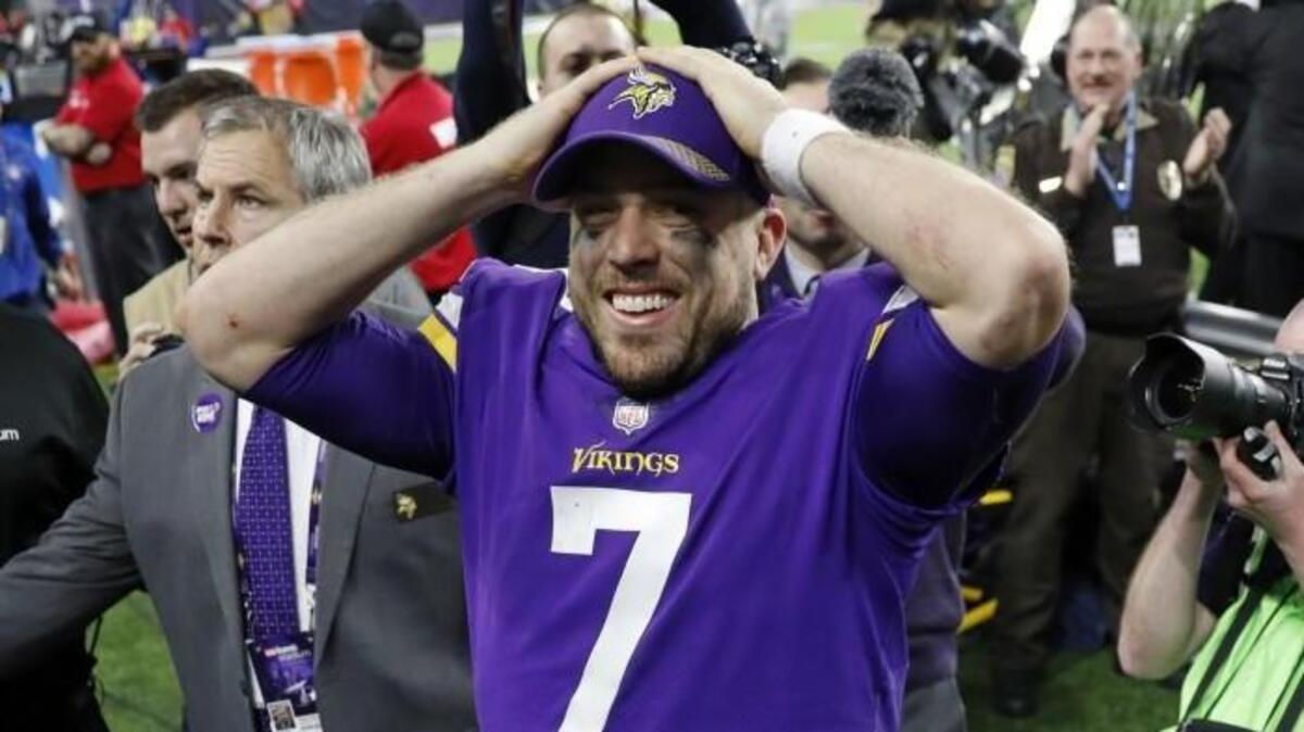 Minnesota Vikings quarterback Case Keenum celebrated following a 29-24 win over the New Orleans Saints on Sunday.