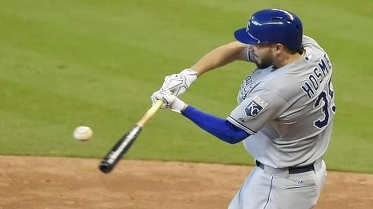 Eric Hosmer connected on a two-run home run in the ninth inning of Game 4 of the American League Division Series against the Houston Astros.
