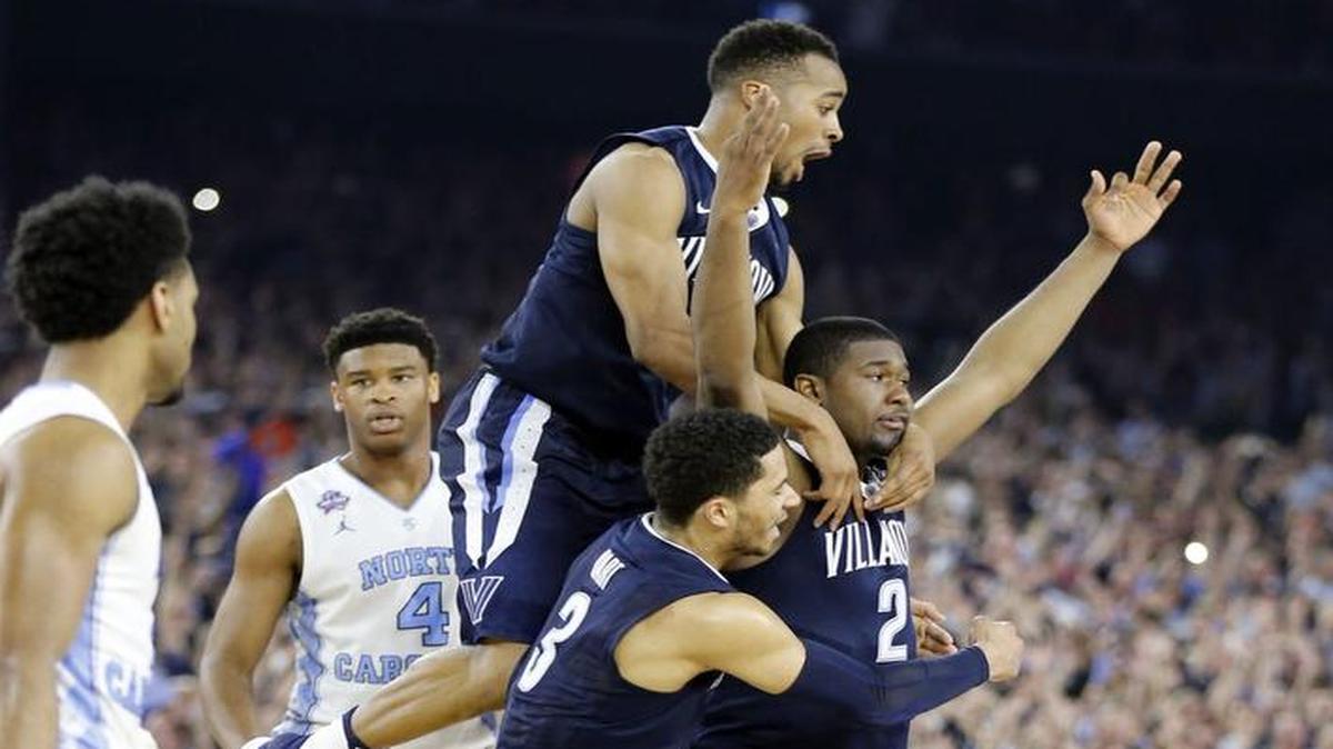 Villanova’s Kris Jenkins celebrated his game-winning three-point basket over North Carolina on Monday.