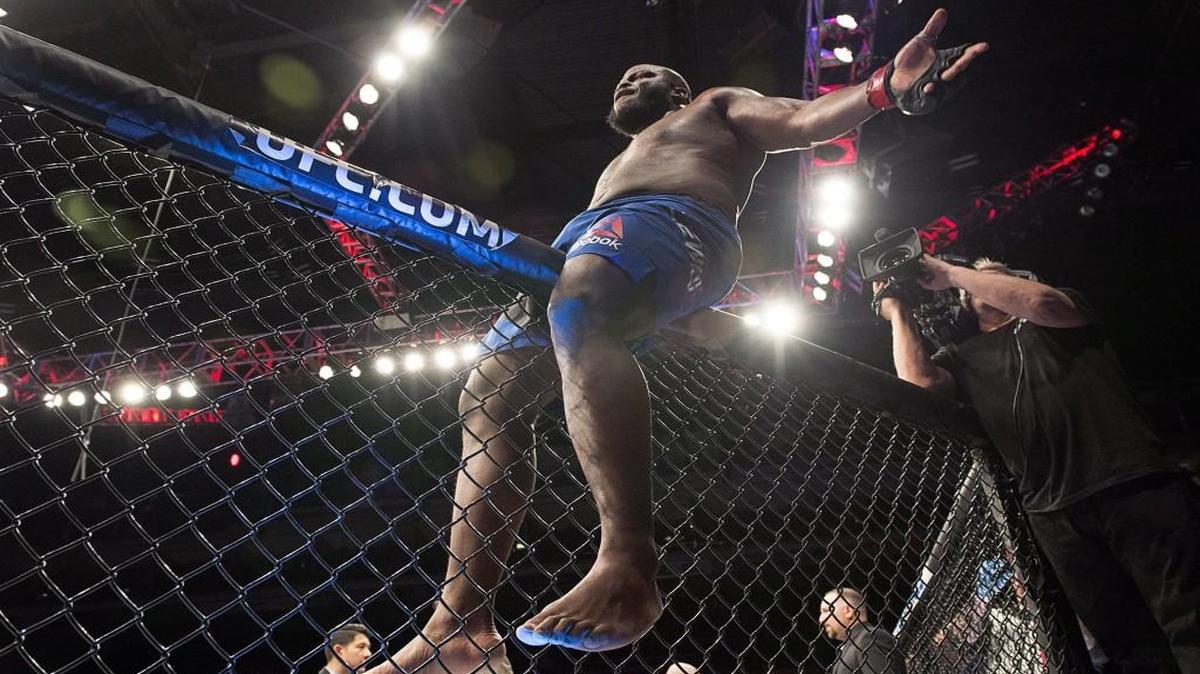 Derrick Lewis celebrated after defeating Travis Browne on Sunday.