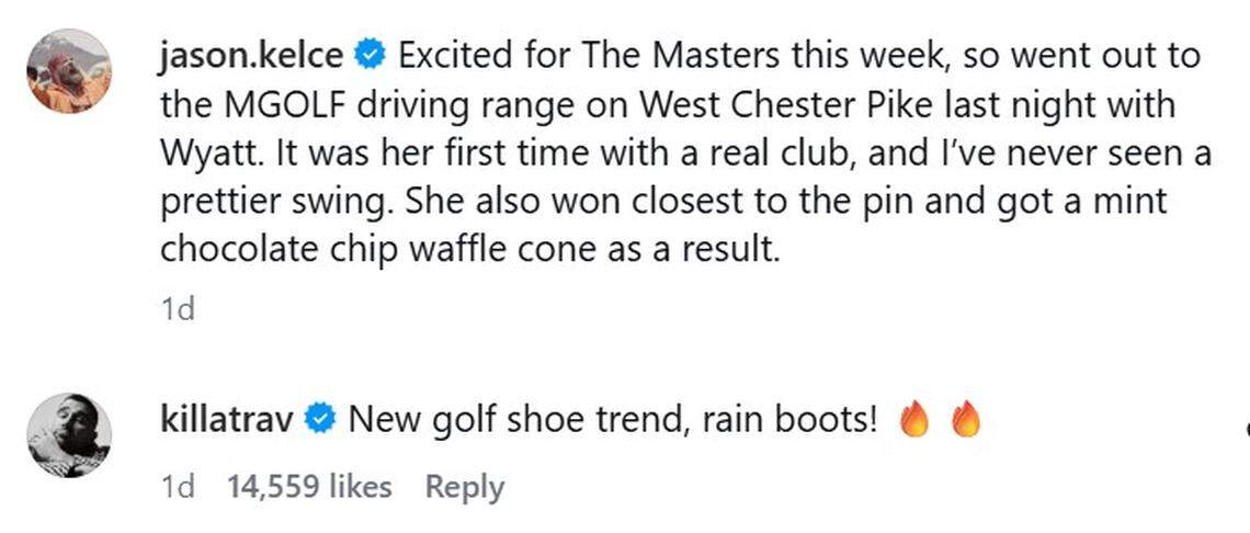 Travis Kelce had a sweet response to his brother’s post.