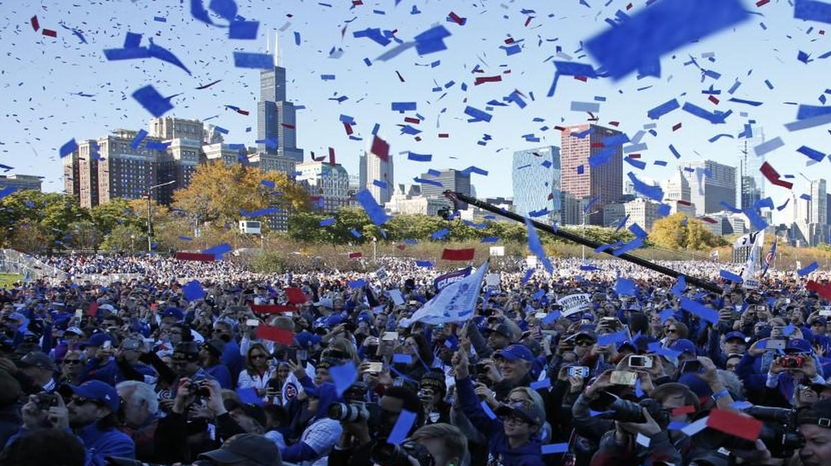 Chicago fans during a celebration honoring the World Series champions at Grant Park in Chicago on Nov. 4.