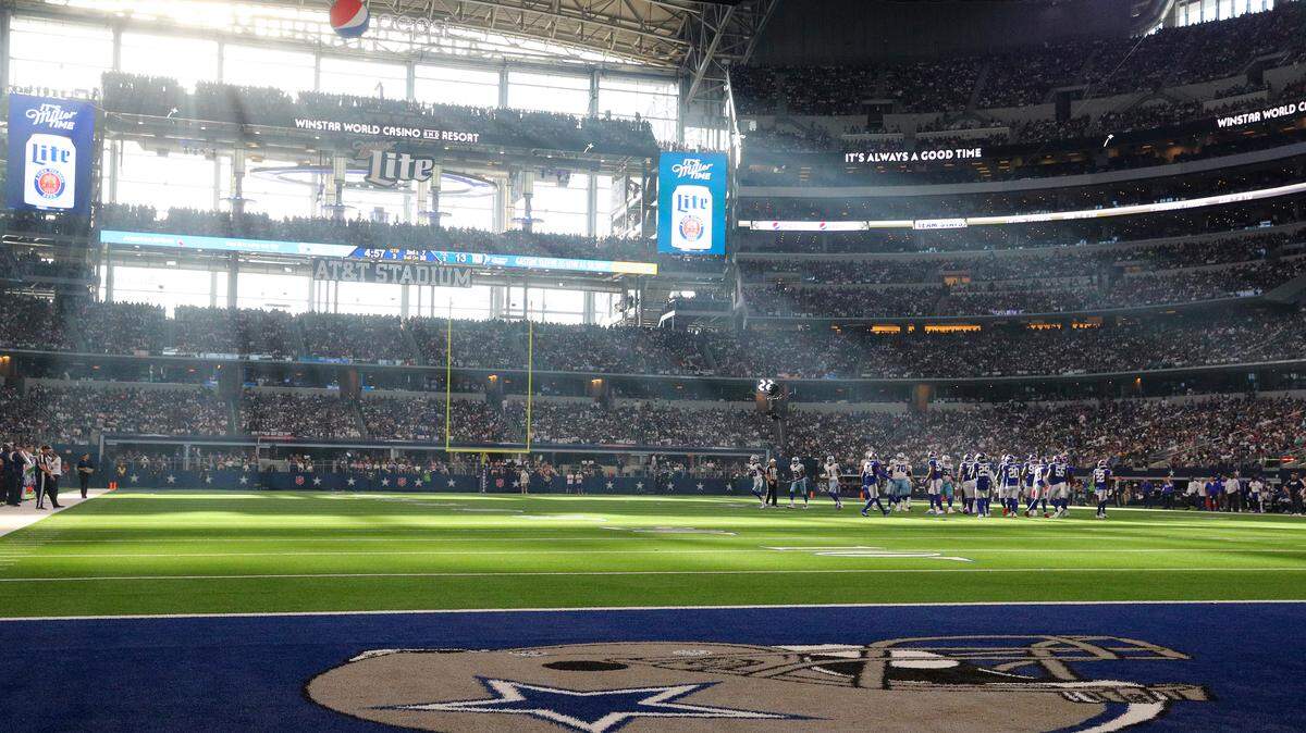 ARLINGTON, TEXAS - OCTOBER 10: The sun shines through the windows at AT&T Stadium during the game between the Dallas Cowboys and New York Giants on Oct. 10, 2021 in Arlington, Texas.