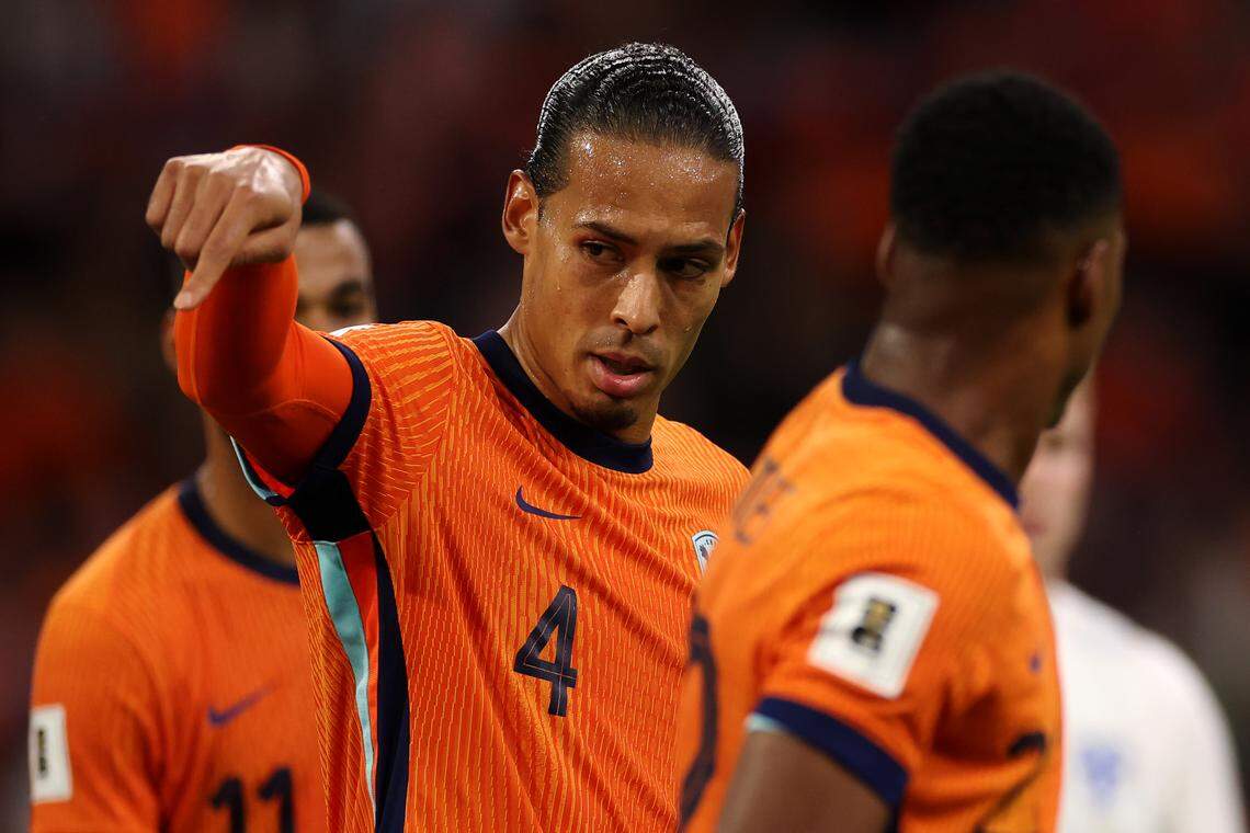 Virgil van Dijk of Netherlands in action during the FIFA World Cup 2026 qualifier match between Netherlands and Finland at Johan Cruijff Arena on Oct. 12, 2025 in Amsterdam, Netherlands.