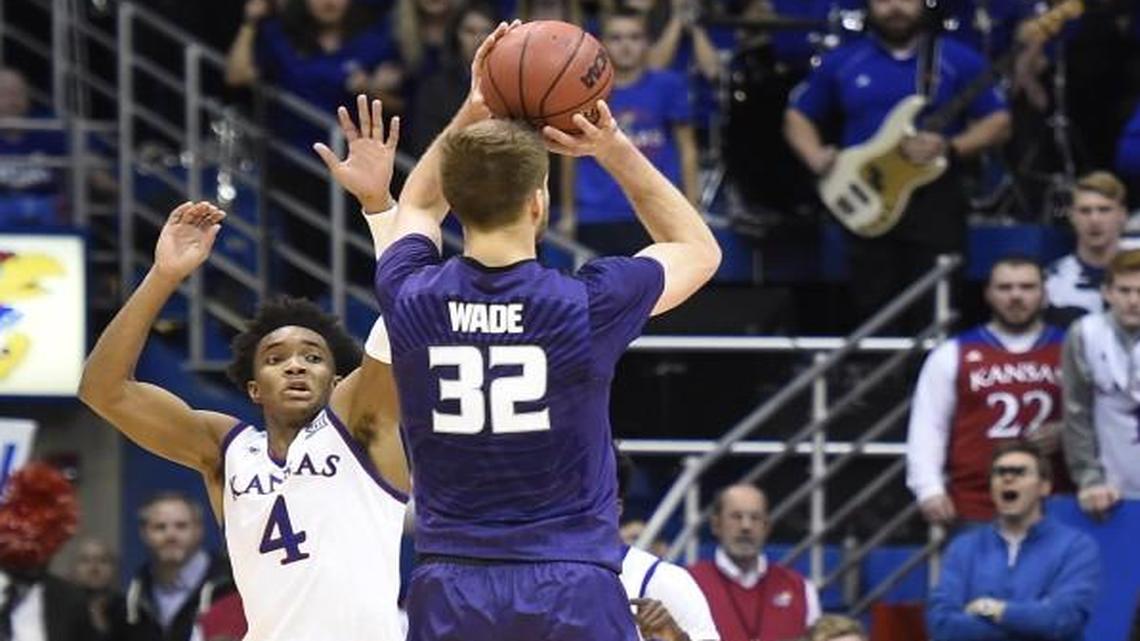Kansas State’s Dean Wade missed a late three-point attempt during Tuesday’s game.