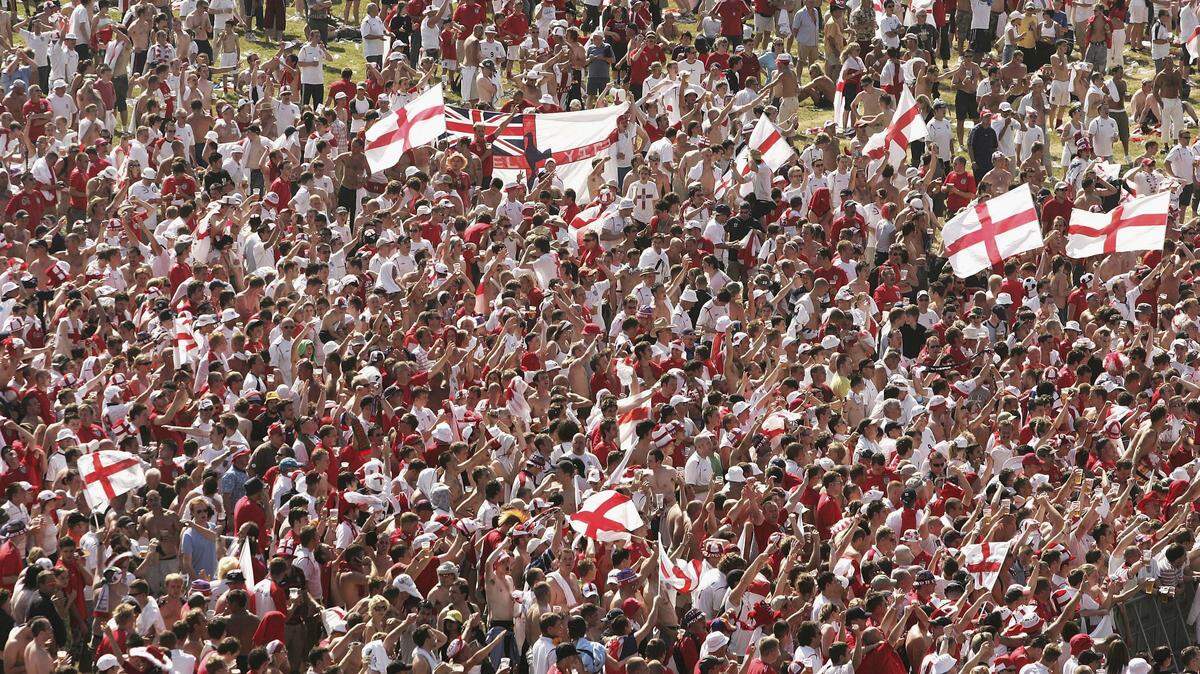England soccers supporters gather at the Fan Fest on July 1, 2006 in Gelsenkirchen, Germany.