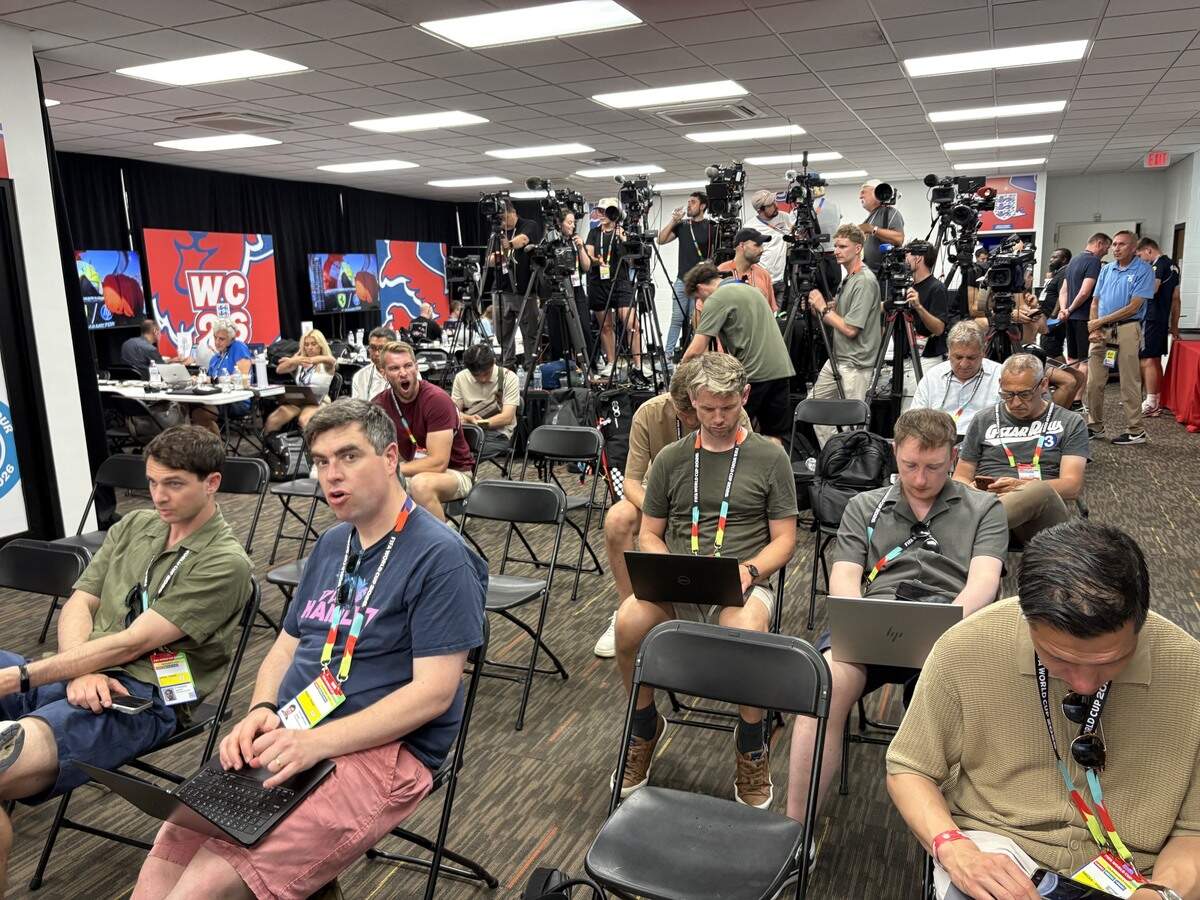 Inside the England media room in Kansas City