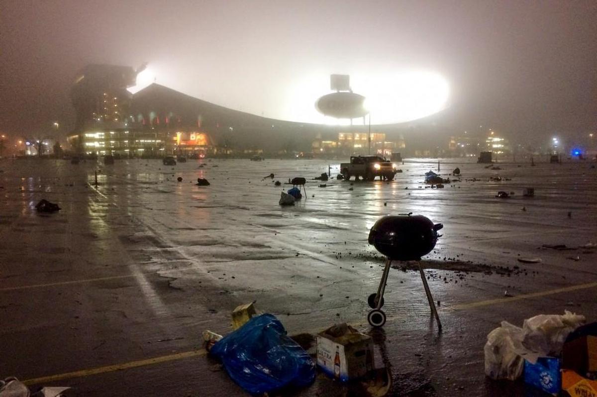 This grill was left behind after the Chiefs’ 18-16 loss to the Steelers in last year’s AFC Divisional playoff game.