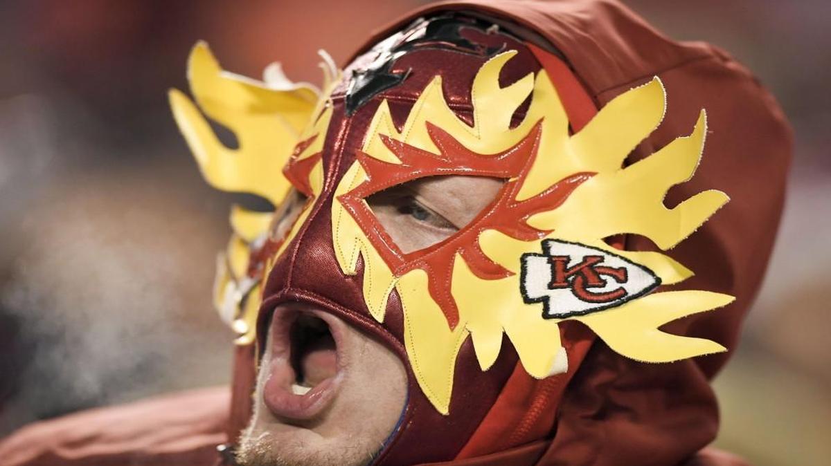 Chase Gibb of Burlington, Iowa, cheered during the Kansas City Chiefs and Oakland Raiders football game at Arrowhead Stadium on Dec. 8, 2016.