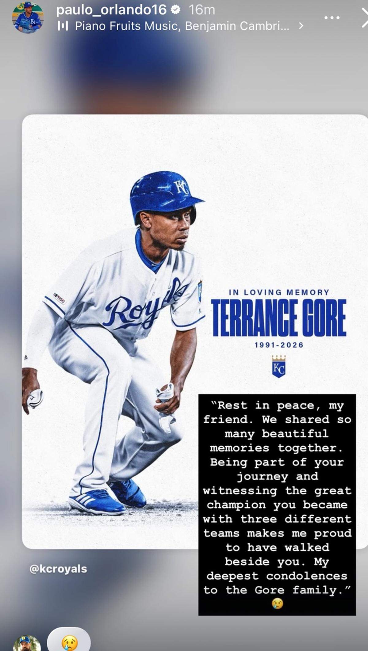 Paulo Orlando wrote this message in honor of Terrance Gore.