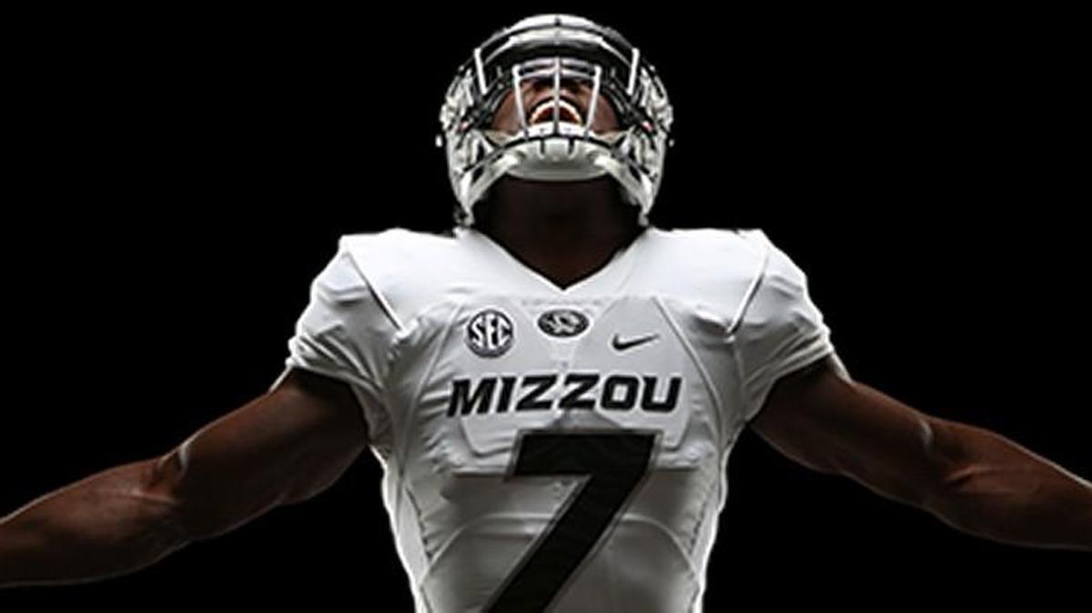 The Missouri football team will wear white helmets, jerseys and pants.