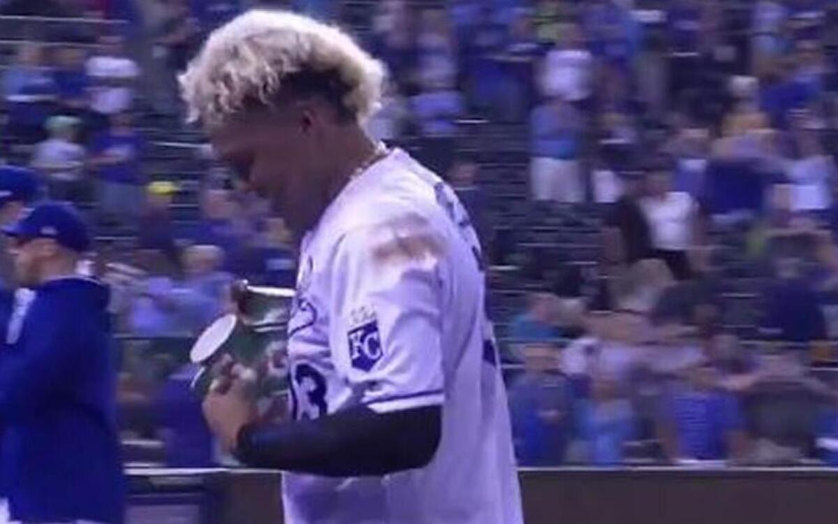 Salvador Perez after his latest splash.