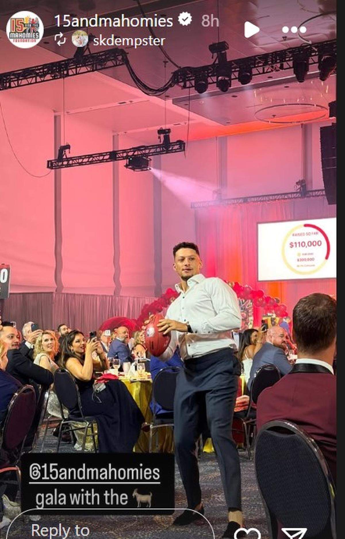 Patrick Mahomes was throwing passes during the gala.
