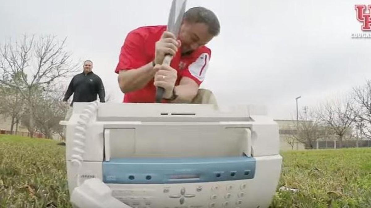 The University of Houston football staff took out a fax machine.