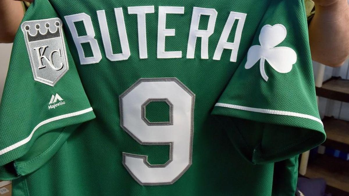 Kansas City Royals catcher Drew Butera and the rest of the team will be wearing their green for St. Patrick’s Day during Thursday's spring training baseball game against the Los Angeles Dodgers in Glendale, Ariz.