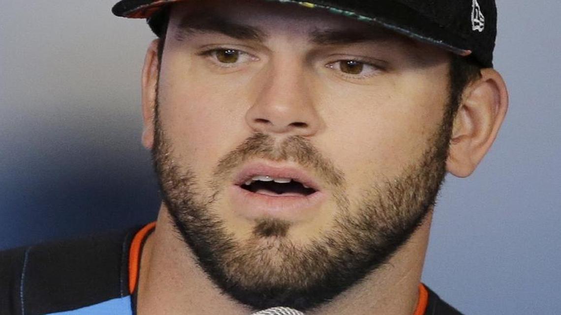 Kansas City Royals third baseman Mike Moustakas talked to reporters during a news conference before the Home Run Derby on Monday in Miami.