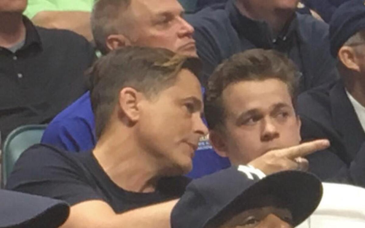 Actor Rob Lowe was at the Kansas basketball game on Friday.