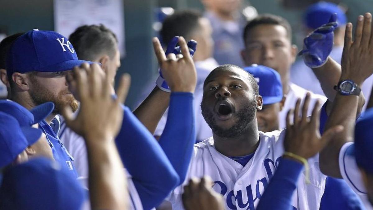 
Kansas City Royals outfielder Lorenzo Cain celebrated his solo home run in the third inning of Wednesday night’s game. 
