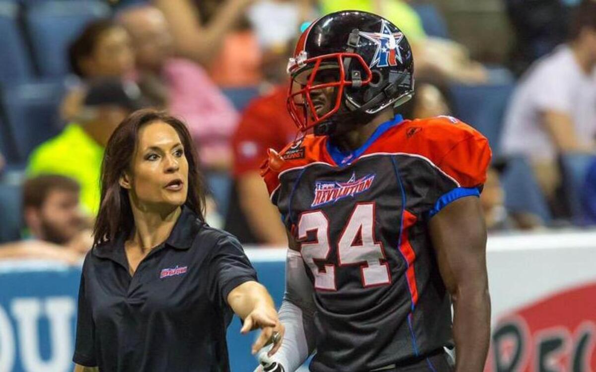 
Jen Welter, a former college rugby player who was with the Texas Revolution in the Indoor Football League, has been hired as a training camp coach by the Arizona Cardinals.
